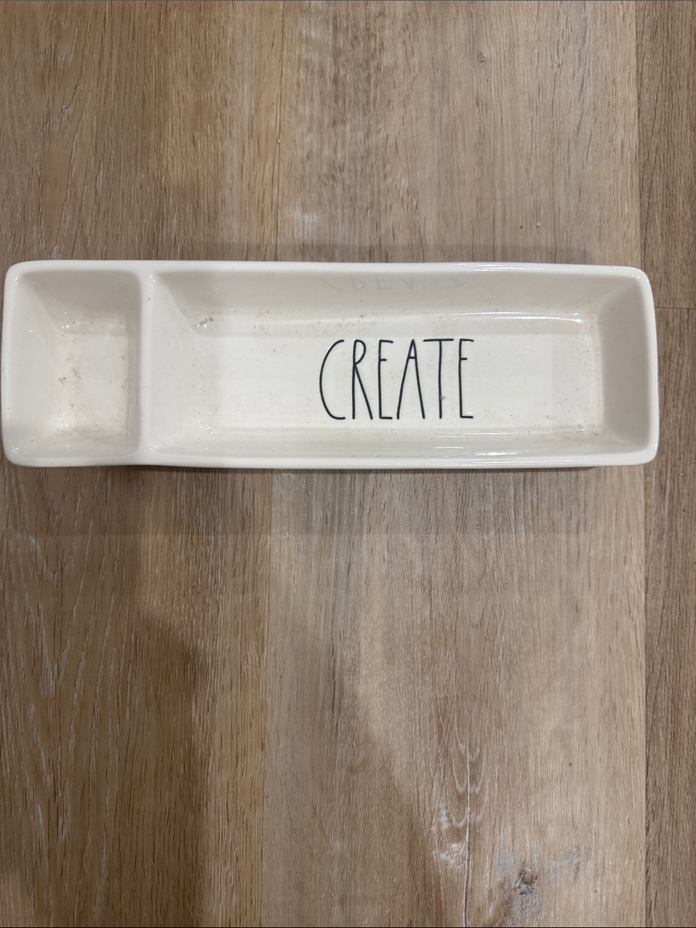 Rae Dunn Cream Ceramic Two-Section Tray